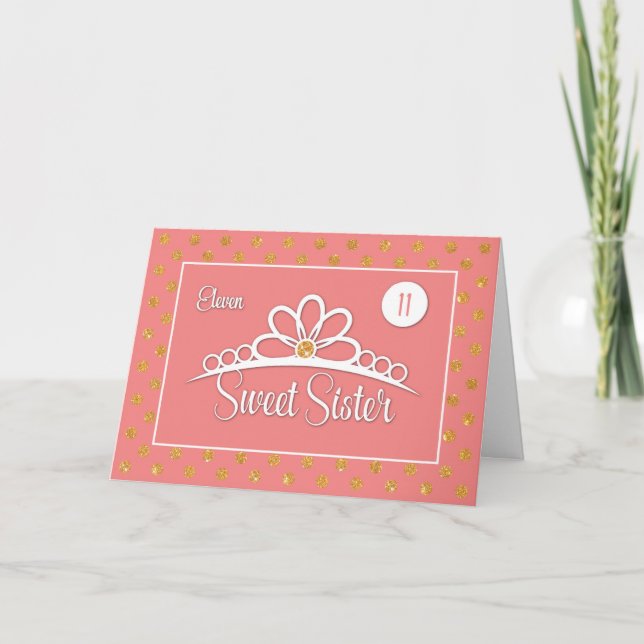 Carte Soeur 11e anniversaire avec des points de la Couro (Devant)