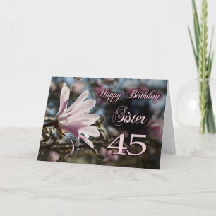 Carte Soeur 45e anniversaire avec magnolia