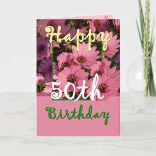 Carte SOEUR - 50e anniversaire avec Fleurs de marguerite
