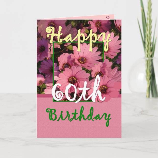 Carte SOEUR - 60e anniversaire avec Fleurs de marguerite (Devant)