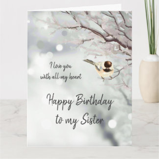 Carte Soeur Anniversaire Aimer mon coeur Chickadee Bird