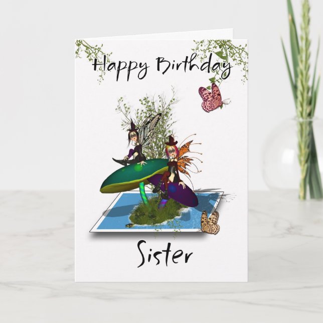 Carte Soeur Anniversaire - Cute Gothique Fairies S (Devant)
