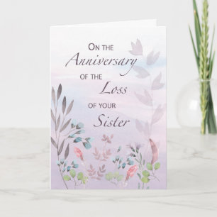 Carte Soeur Anniversaire de la perte d'aquarelle florale
