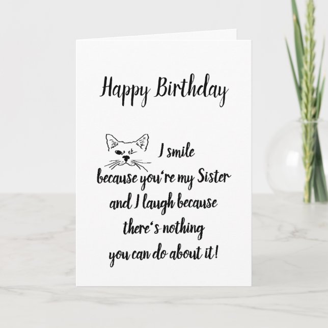 Carte Soeur Anniversaire Humour Citation Winking Chat Fu (Devant)