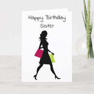 CARTE **SOEUR** ANNIVERSAIRE SOUHAITE FAIRE DU SHOPPER T