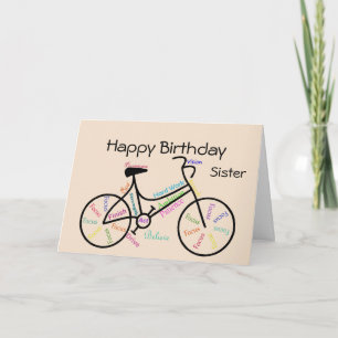 Carte Soeur Anniversaire Voeux pour Vélo, Vélo