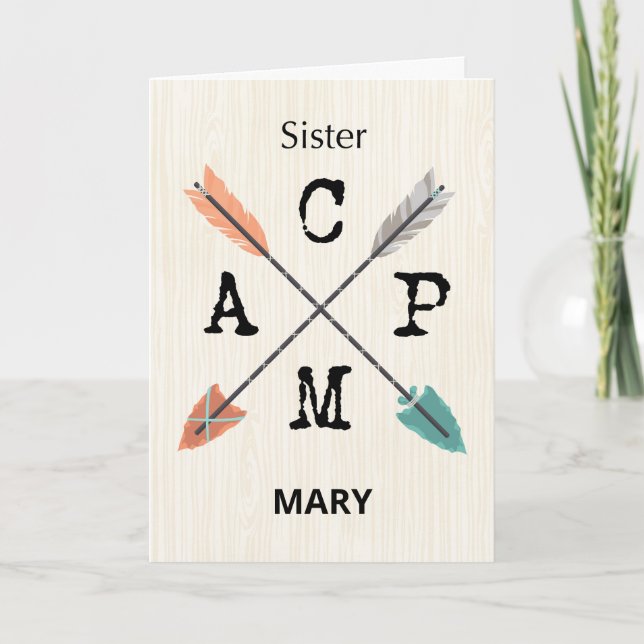 Carte Soeur Camp Personnaliser Nom Flèches (Devant)