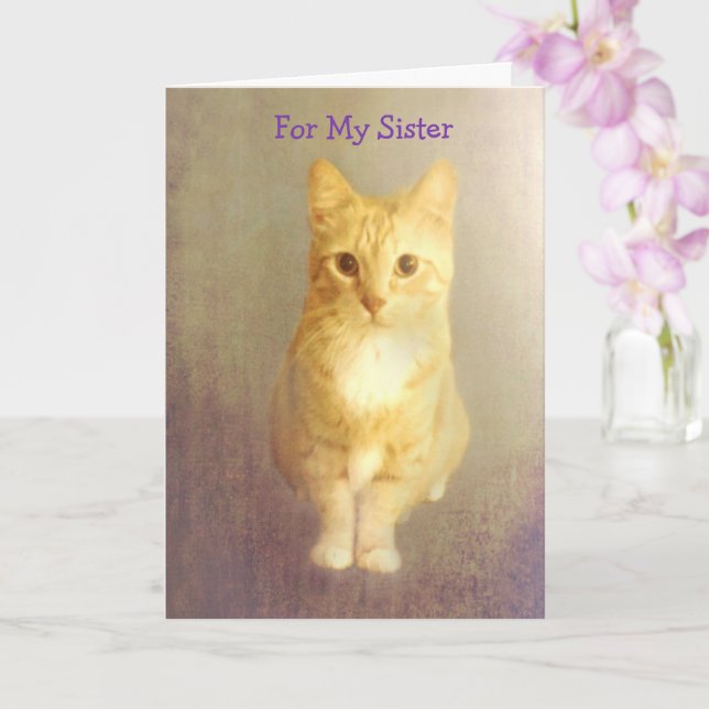 Carte Soeur Cancer Support Cute Chat (Orchidée)
