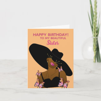 Carte Soeur d'anniversaire afro-américaine heureuse