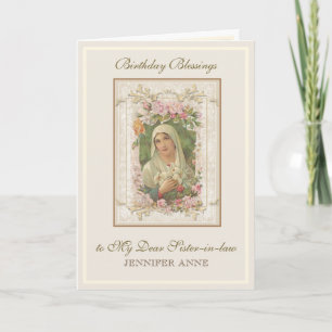 Carte Sœur d'anniversaire Vierge Marie Jésus Belle-sœur