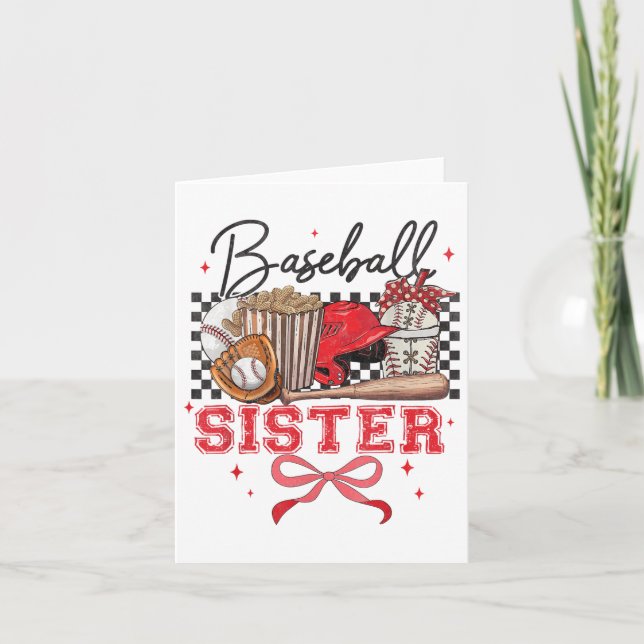 Carte Soeur De Baseball Coquette Bow Plus Grand Ventilat (Devant)