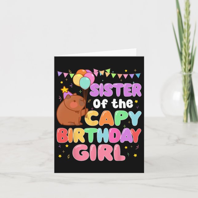 Carte Soeur De Capy Anniversaire Fille Capybara Famille  (Devant)