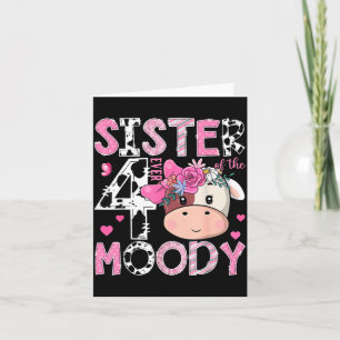 Carte Sœur de la vache fille qui fête son 4e anniversair