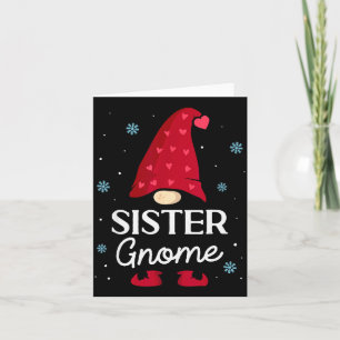 Carte Sœur de Noël Gnome Nain Gnome de jardin Famille