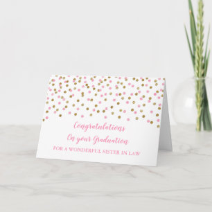 Carte Soeur d'or rose en droit Félicitations pour la gra