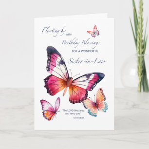 Carte Soeur en droit Anniversaire religieux aux papillon