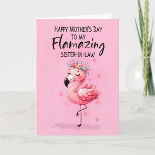 Carte Soeur en droit Fête des mères avec Flamant rose Fa