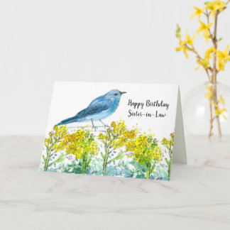 Carte Soeur En Droit Joyeux Anniversaire Bluebird Fleurs