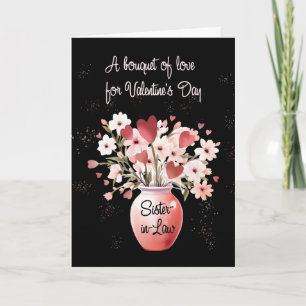 Carte Soeur en droit Valentines Day Bouquet d'amour