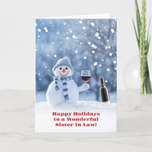 Carte Soeur en droit Vin de Noël amusant et mignon