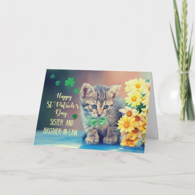 Carte Soeur et beau-frère St. Patrick’s Day Kitten (Devant)