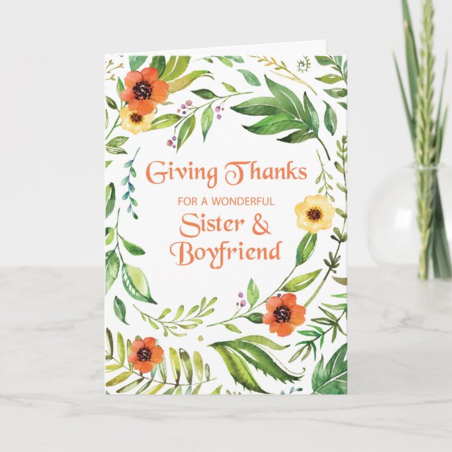 Carte Soeur et copain remercient Thanksgiving (Devant)