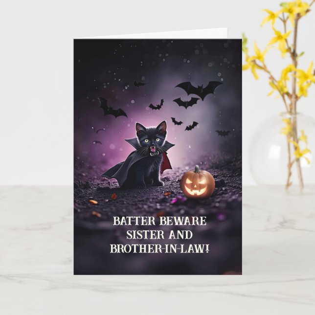 Carte Soeur et Frère en Droit Mari Halloween Cute (Fleur jaune)