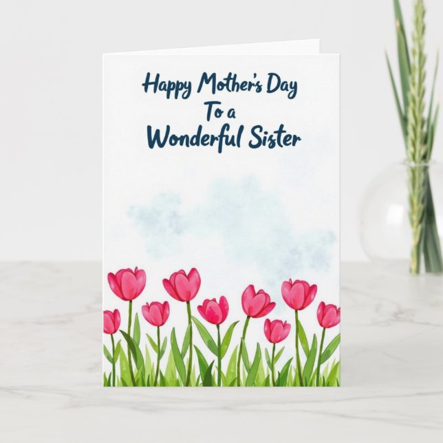 Carte sœur Fleurs roses (Devant)