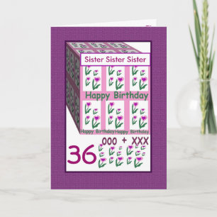 Carte SOEUR - Joyeux 36ème anniversaire