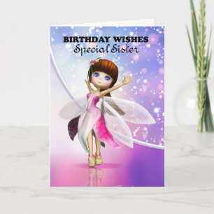 Carte Soeur, Joyeux anniversaire mignon danse fée