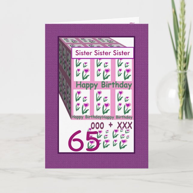 Carte SOEUR - joyeux soixante-cinquième anniversaire (Devant)