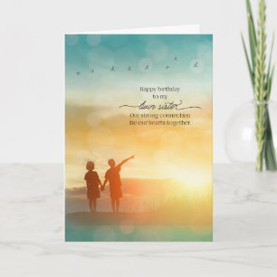 Carte Soeur jumelle de Brother Summer Lake Anniversaire