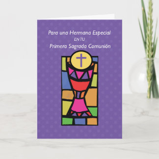Carte Soeur Première Communion Couleurs Lumineuses, Espa