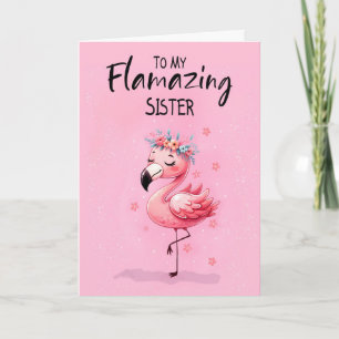 Carte Soeur Saying Hi avec Flamant rose Fabrique et amus