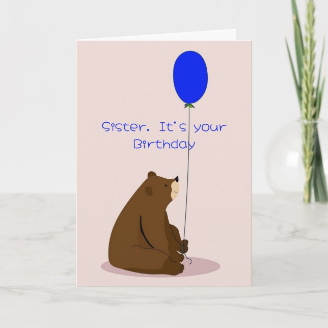 Carte Soeur Se Sent Bleu À Propos D'Anniversaire Mignonn (Devant)
