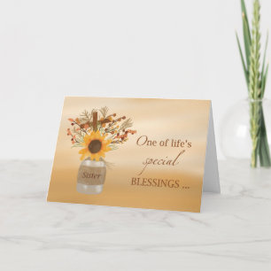 Carte Soeur soeur des Soeurs au tournesol de Thanksgivin