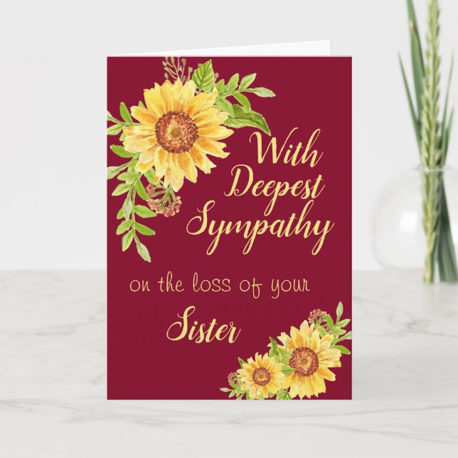 Carte Soeur Sympathy Floral Tournesol Bourgogne (Devant)