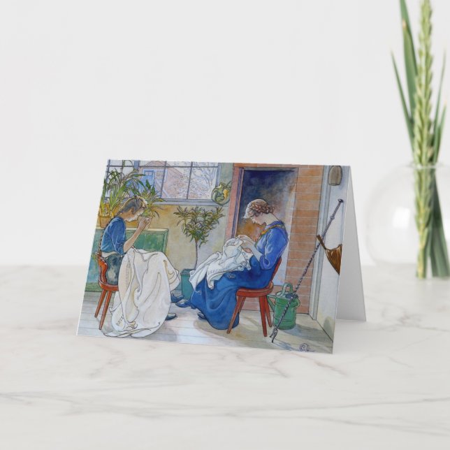 Carte Soeurs cousant par la cheminée (Devant)