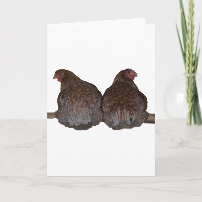Carte Soeurs - poules de Wyandotte lacées par bleu (Devant)