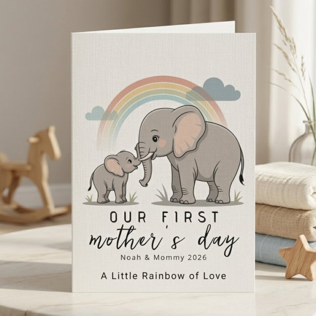 Carte Soft Elephant Mom Baby First Mothers Day Love (Créateur téléchargé)