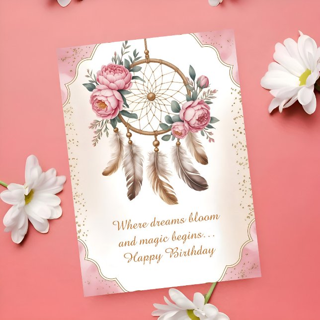 Carte Soft Neutral Floral Birthday (Créateur téléchargé)