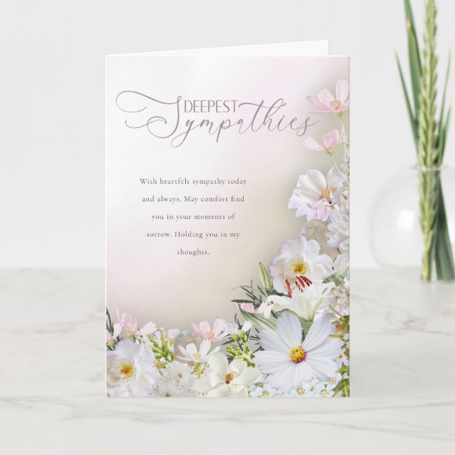Carte Soft White & Pastel Floral Deepest Sympathies Card (Devant)