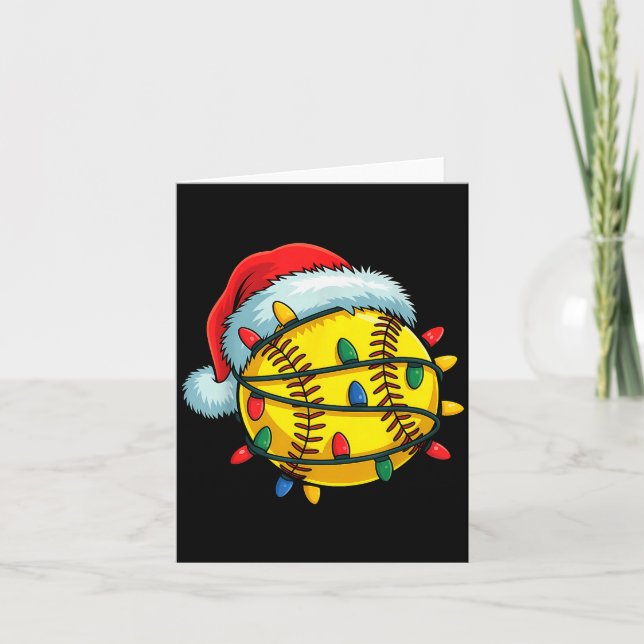 Carte Softball Ball Santa Hat Christmas Softball Xmas Li (Devant)