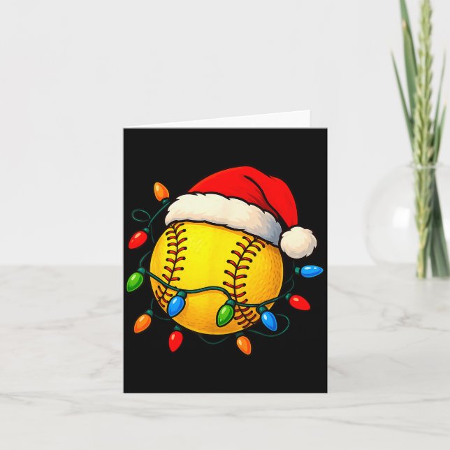 Carte Softball Ball Santa Hat Christmas Softball Xmas Li (Devant)
