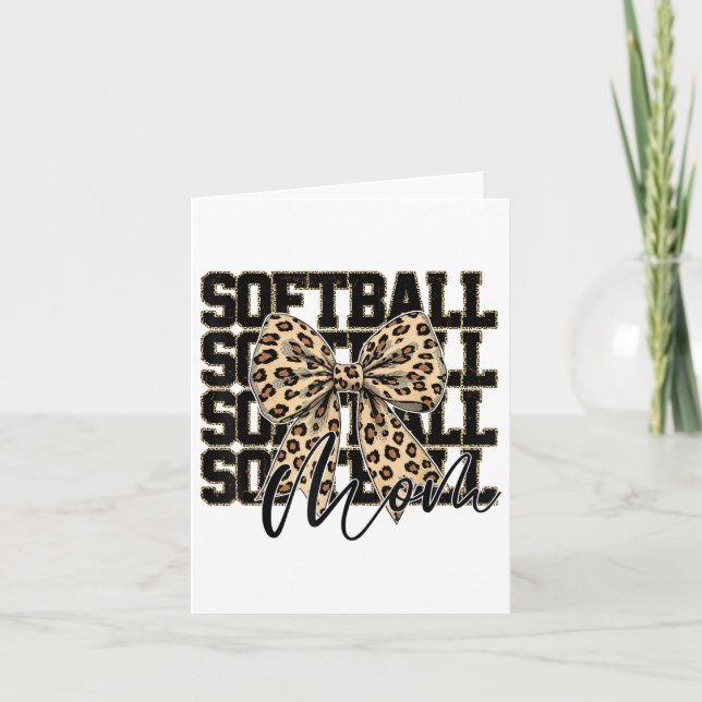 Carte Softball Coquette Bow Softball Maman Jour de Match (Devant)