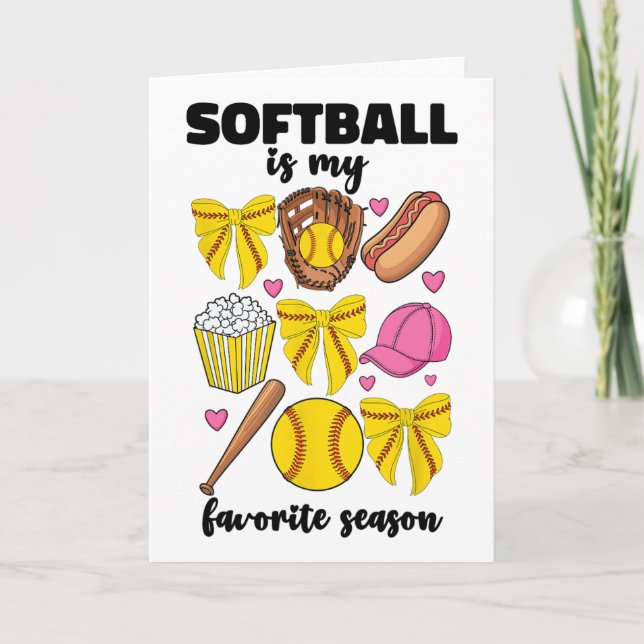 Carte Softball Est Ma Saison Préférée Softball Maman Fem (Devant)