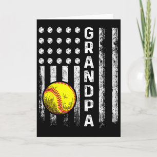 Carte Softball Papy Drapeau Américain Fête des Pères 4 J