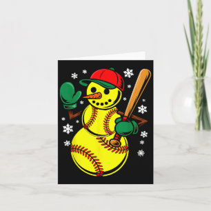 Carte Softball Santa Hat Snowman Xmas Funny Softball Chr