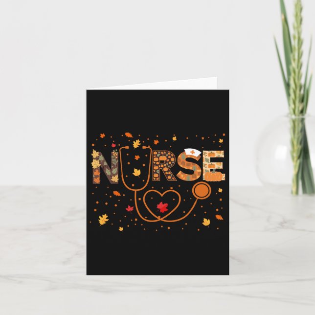 Carte Soins infirmiers Thanksgiving Day Stethoscope Fall (Devant)