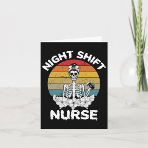 Carte Soirée amusante Shift Nurse Skeleton Halloween Rn 